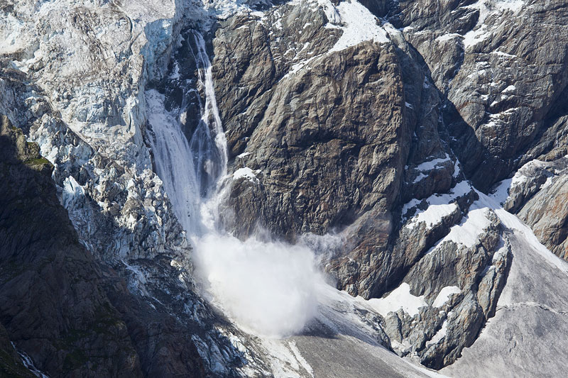 glacier, ice avalanche